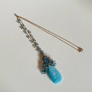 Handmade Dainty Amazonite Pendant Necklace 14K Gold